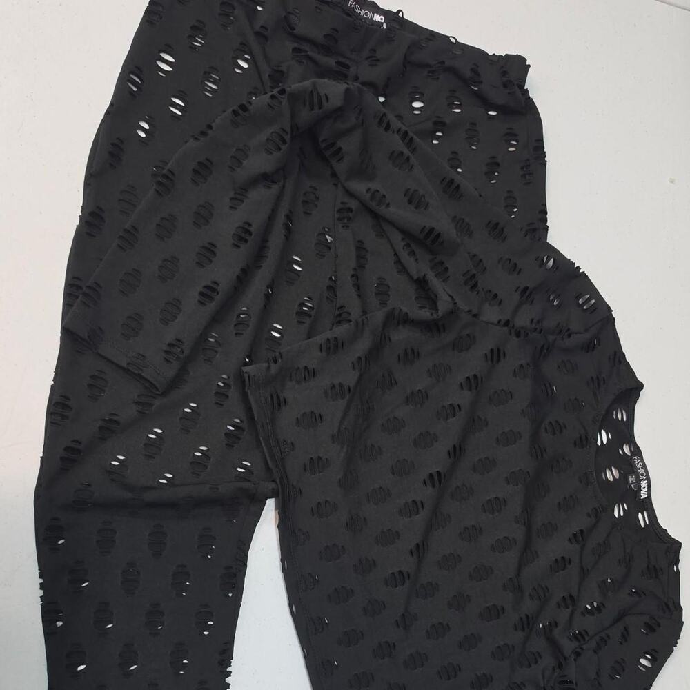 Fashion nova black distressed cutout